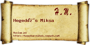 Hegedűs Miksa névjegykártya